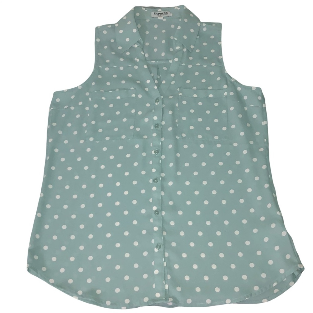 Express Portofino Sleeveless Blouse with Polkadots Medium